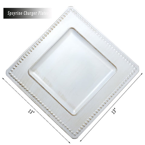 (Set of 6) 13 Inch Plastic Square Charger Plates