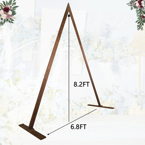 8.2FT Wooden Wedding Arch for Ceremony, Triangle Wood Arch - Elegant Wedding Accents