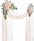 Chiffon Drapes and Artificial Floral Backdrop Kit - 4 pieces - Blush/Cream - Elegant Wedding Accents
