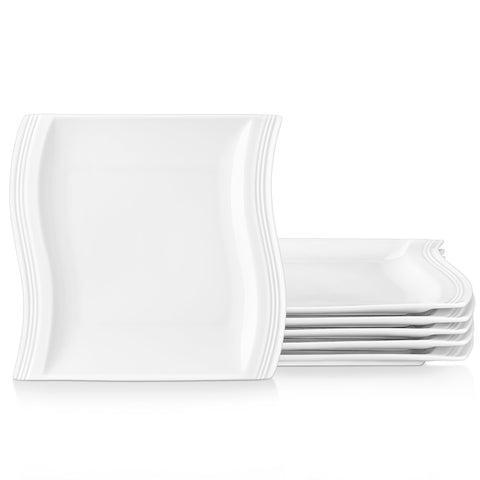 (Set of 6) 8.2 or 10.25 Inch Ceramic White Dinner Plates