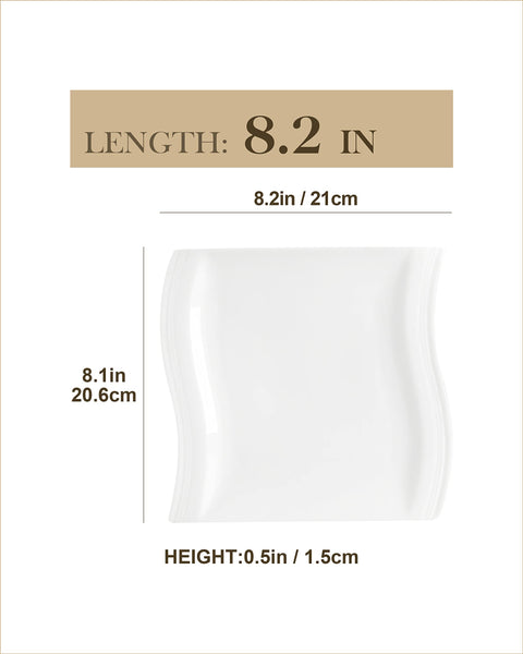 (Set of 6) 8.2 or 10.25 Inch Ceramic White Dinner Plates