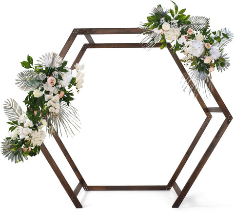 Heptagonal Wooden Wedding 7FT Arbor - Elegant Wedding Accents
