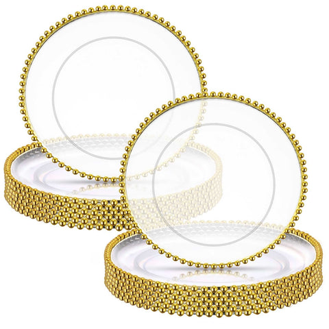 Clear Plastic Charger Plate with Round Bead Rental