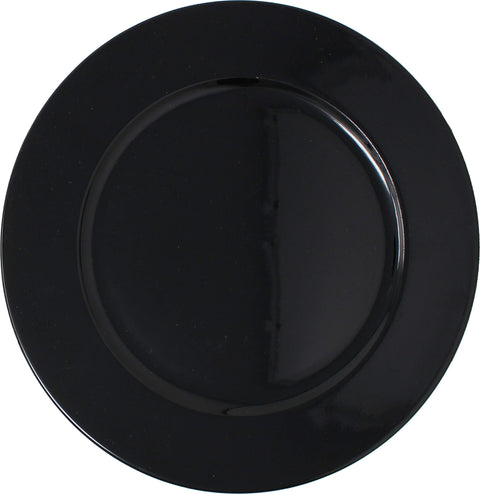 (Set of 6) 13 Inch Black Plastic Metallic Foil Charger Plates
