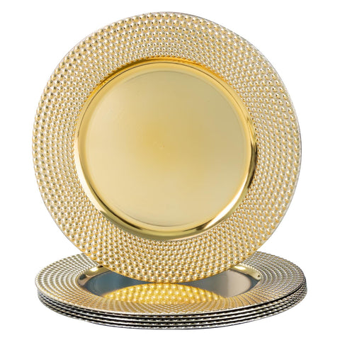 (Set of 12) 13 Inch Gold Mirrored Charger Plates