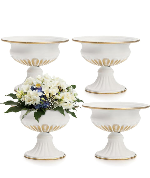 (Set of 4) White Mini Sized Metal Vase
