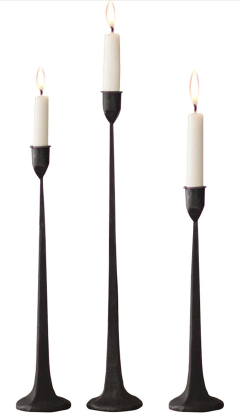 (Set of 3) Black Iron Taper Candle Holder