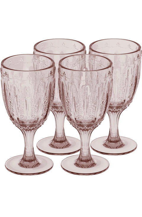 (Set of 4) Pink Wine Goblet Glass