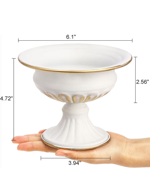 (Set of 4) White Mini Sized Metal Vase