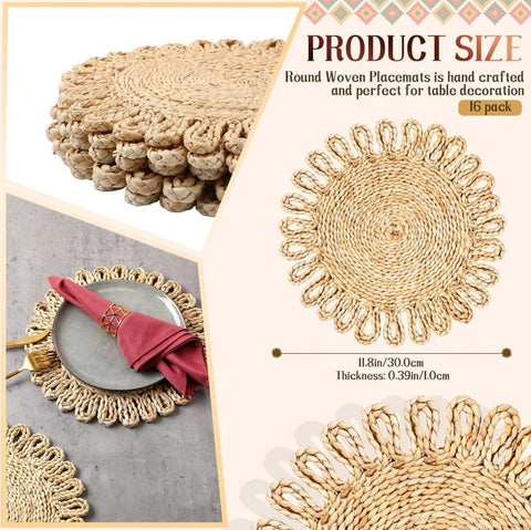 (Set of 16) 11 Inches Woven Round Placemats