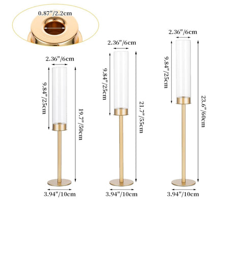 Matte Gold Tall Candle Holders for Candlesticks (Set of 3) Rental