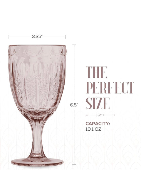 (Set of 4) Pink Wine Goblet Glass