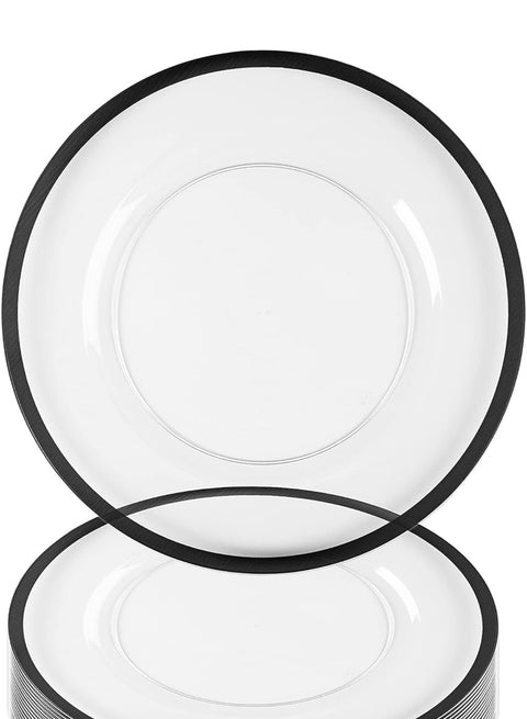 (Set of 16) 13 Inch Black Rimmed Plastic Charger Plates