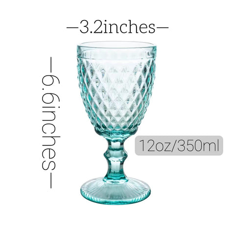 (Set of 6) Light Blue Colored Glass Goblet