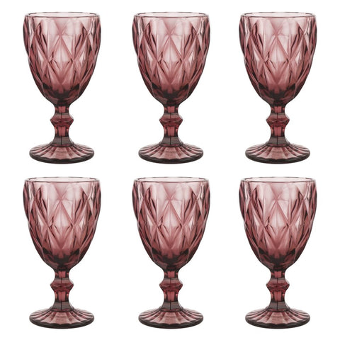 (Set of 6) Purple Glass Goblets