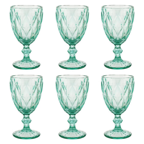 (Set of 6) Light Blue Glass Goblets