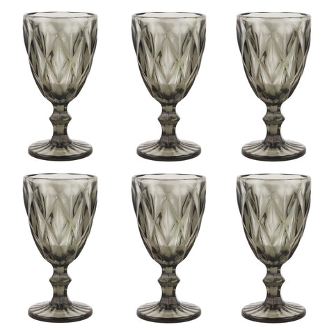 (Set of 6) Gray Glass Goblets