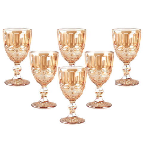 (Set of 6) Amber Vintage Wine Glasses
