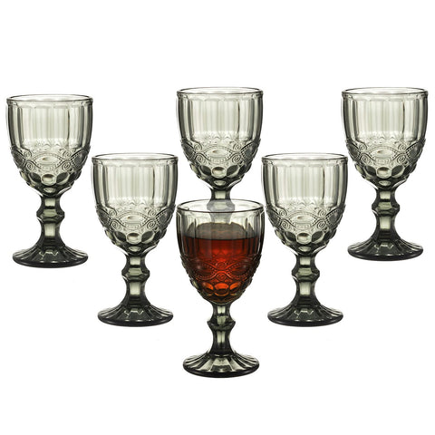 (Set of 6) Gray Vintage Wine Glasses