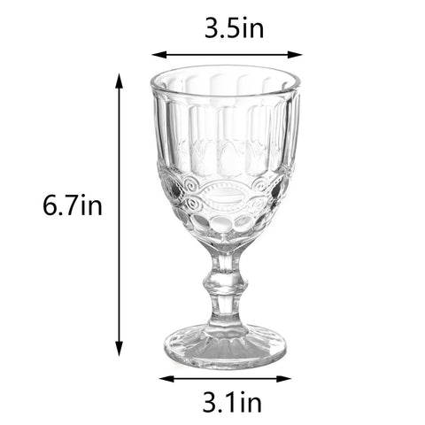 (Set of 6) Clear Vintage Wine Glasses