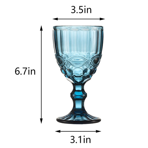 (Set of 6) Blue Vintage Wine Glasses