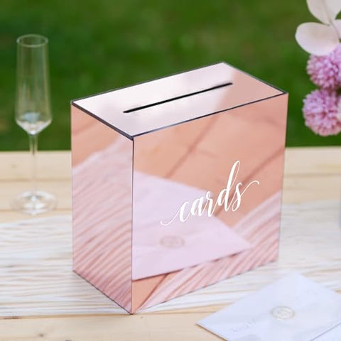 Rose Gold Acrylic Wedding Card Box with Slot