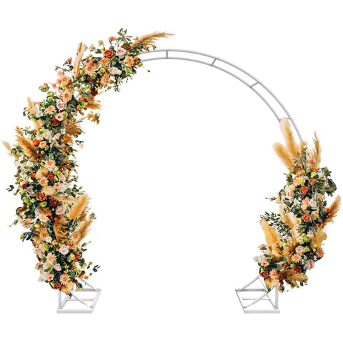 (7.8 Feet) Tall White Round Metal Wedding Arch