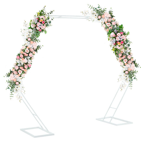 (7.2 Feet) Tall White Heptagonal Metal Wedding Arch