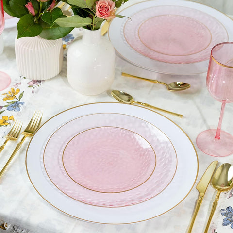 (128 Piece) 10 & 7 Inch Pink Combo Plate Set