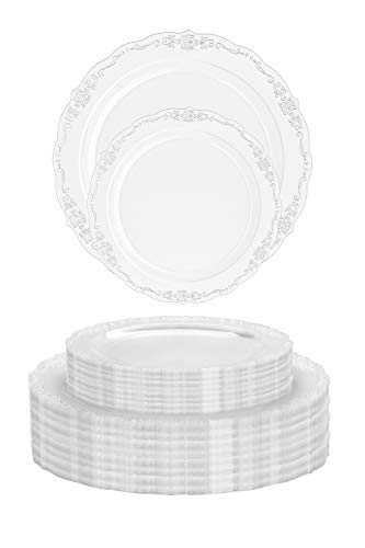 (80 Pieces) Clear Hard Plastic Plates