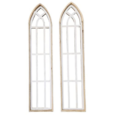 53.5" Farmhouse Wooden Wall Window Arches Set of 2