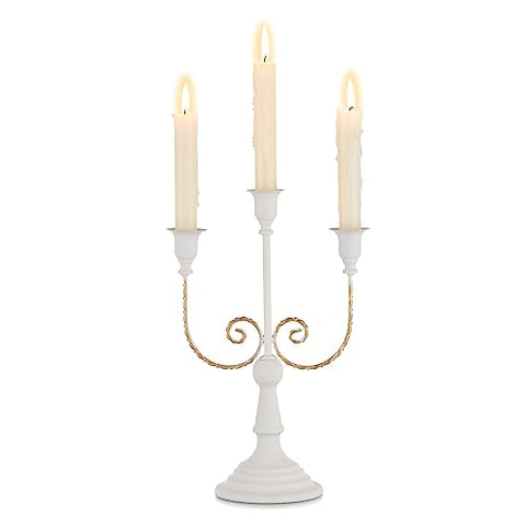 (Set of 2) 11.8 Inch White Gold Candle Holders
