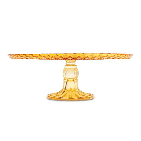 (10.5 Inch) Amber Footed Glass Cake Stand