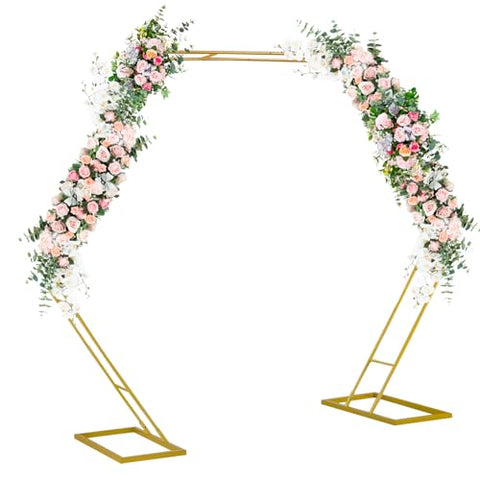 7.2 Feet Tall Gold Heptagonal Metal Wedding Arch
