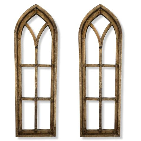 Farmhouse Rustic Wooden Wall Window Arches Set of 2