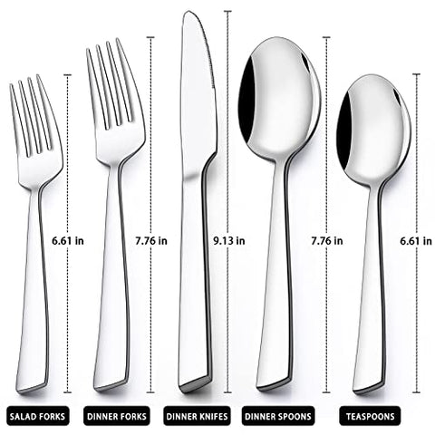60 Piece (Set for 12) Stainless Steel Silverware Set
