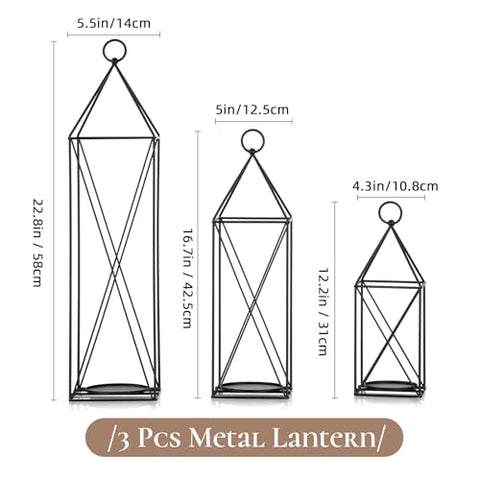 (Set of 3) Tall Metal Wire Lanterns