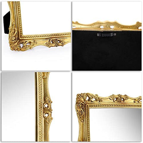 (12 x 10 Inch) Gold Rectangular Vintage Mirror