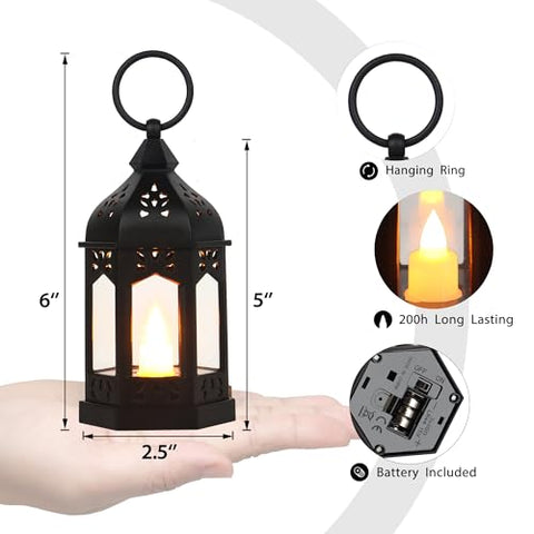 Set of (6 Inch) Mini Lantern with LED Tealights