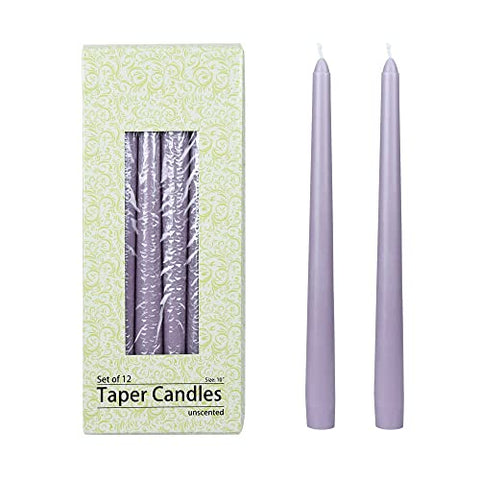 (Set of 12) 10 Inch Lavender Taper Candles