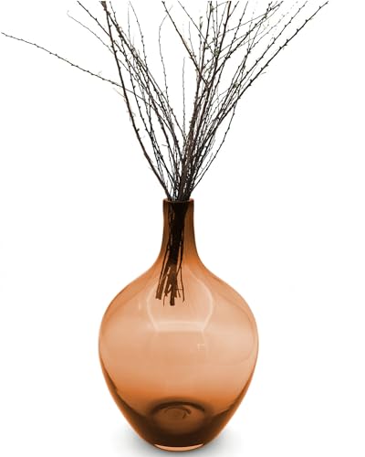 20” Large Amber Glass Floor Vase