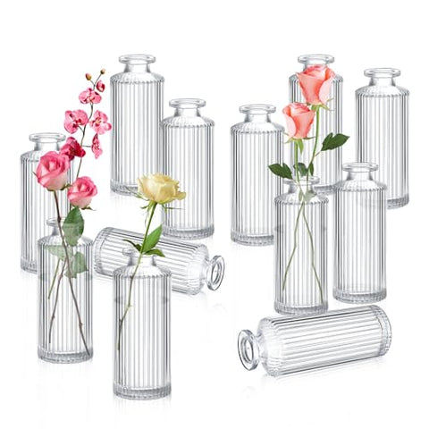 (Set of 12) 5.2 Inch Glass Bud Vases
