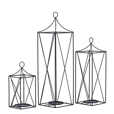 (Set of 3) Tall Metal Lanterns