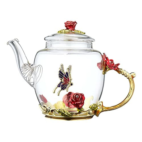 Floral Glass Teapot