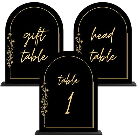 1-10 Black Arched Acrylic Wedding Table Numbers
