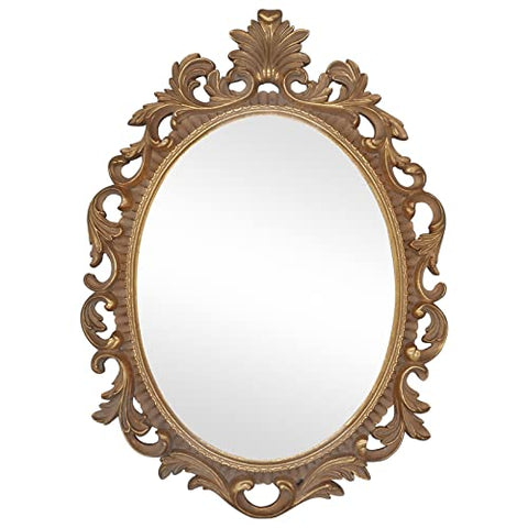 (18.3 x 13 Inch) Gold Oval Mirror Baroque Style