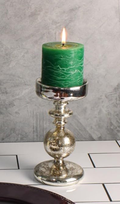 Richland Pillar Candle Holders Unique Mercury Bubble Set of 3