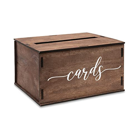 Wooden Wedding Card Box with Slot & Lid