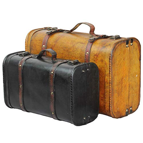 (Set of 2) 16.5 & 13 Inch Colored Vintage Style Suitcase