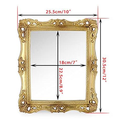 (12 x 10 Inch) Gold Rectangular Vintage Mirror